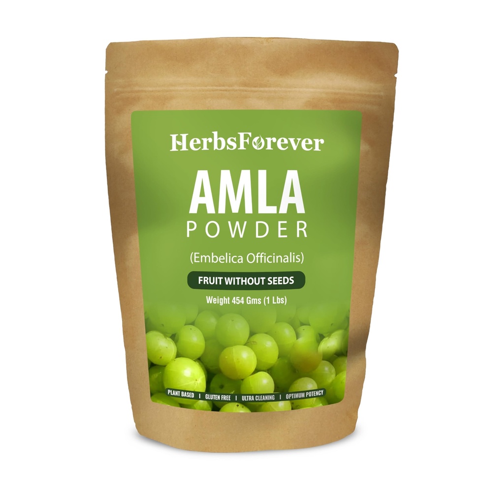 Herbsforever Amlaパウダー | Phyllanthus Emblica、ビタミンC&抗酸化剤、ヘルシーな免疫、非GMO、ビーガン、454 GMS | 毎日のウェルネスのための自然スーパーフード