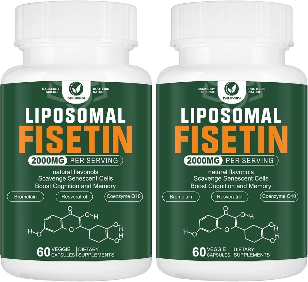 LiposomalのFisetinの補足、健康な老化のための2000MG、98%の純粋なFisetinのポリフェノールの酸化防止剤、TMGおよびResveratrolの健康な老化、認知サポート、120カプセル