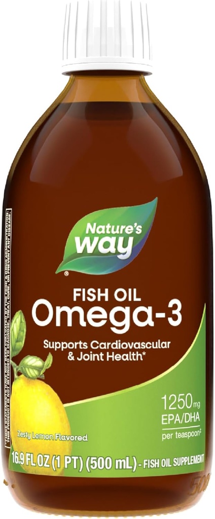 Nature's Way NutraSea Omega-3 Fish Oil、1250 mg EPA/DHA、Zesty Lemon Flavored、16.9 fl oz。