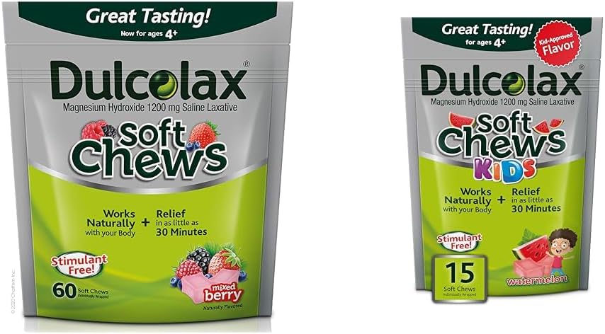 Dulcolax の柔らかい咀嚼のサリンの Laxative によって混合される果実(60ct)の穏やかな便秘の救助及び子供 柔らかい咀嚼のサリンの鎮静剤の便秘の救助、マグネシウム