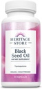 HERITAGE STORE Black Seed Oil Liquid Capsules 650mg, Nigella Sativa Oil Supplement with Thymoquinone, Omega 3 6 9, 酸化防止剤, コレステロール, 消化器, ジョイント&免疫サポート*, 完全菜食主義者の, 45 サーブ, 90ct