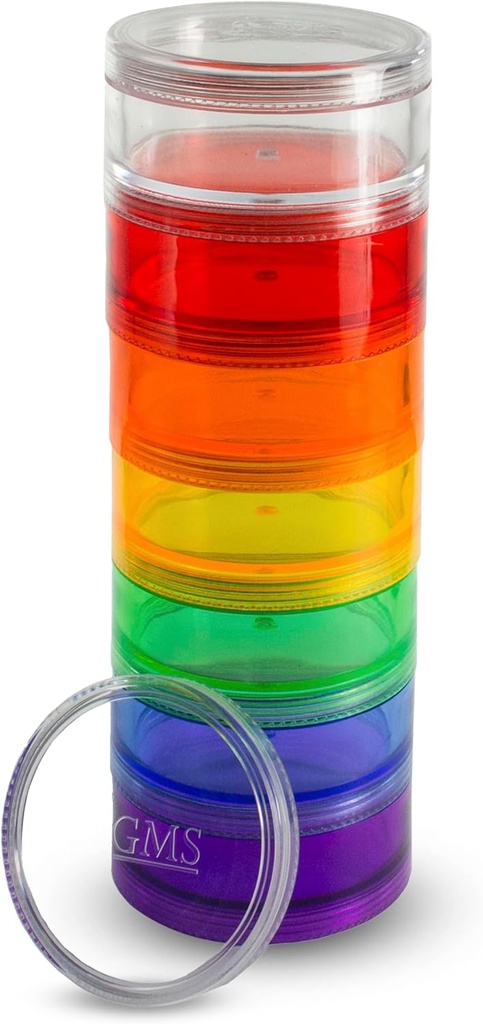 7日間の薬ピルオルガナイザー - 積み重ね可能なピルボックス - 小さくて大きなタブレットとビタミンサプリメントに適合 - 1つの場所で整理あなたの毎日の薬を保ちます - 大きい - 虹