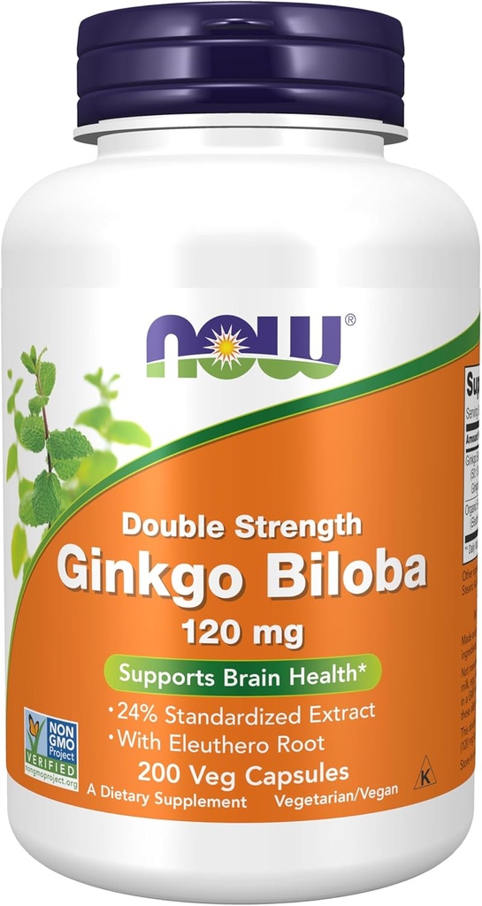 NOWの補足、GinkgoのBiloba 120のmgの二重強さ、非GMOのプロジェクトは、200のベジのカプセルを修飾しました