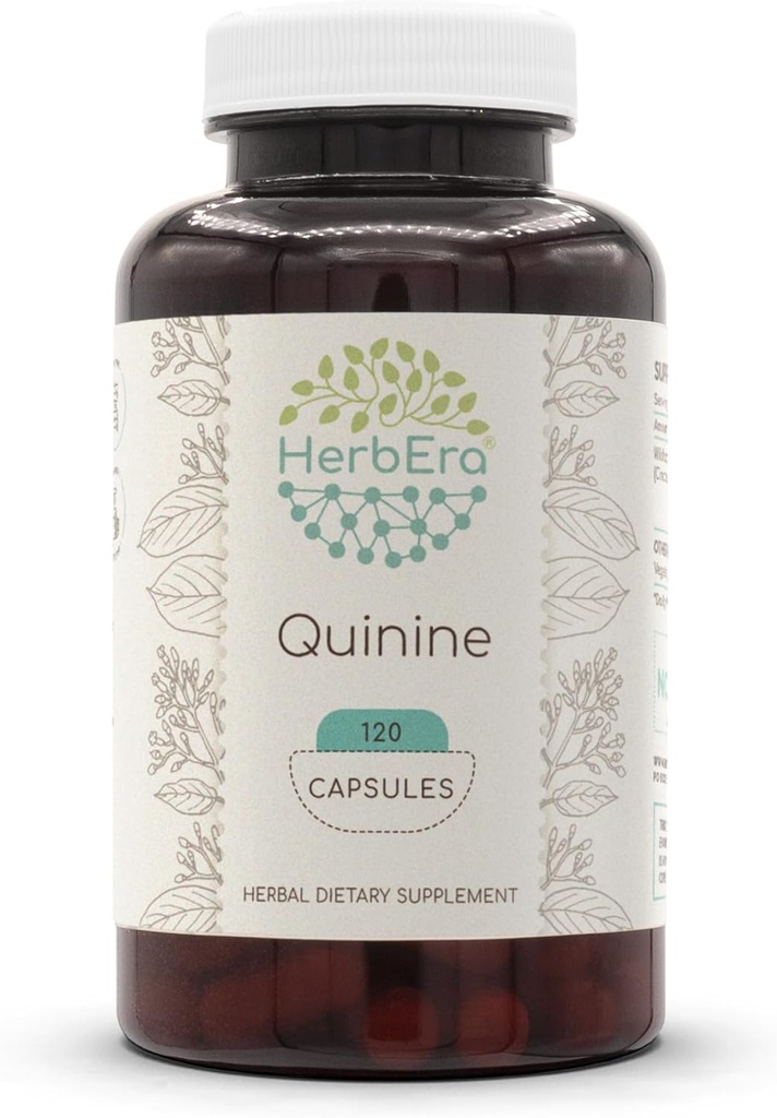 HerbEra Quinine 120カプセル、1000 mg、ワイルドクラフトクイン(Cinchona officinalis)ドライバーク(120カプセル)