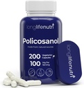 LongLifeNutri Policosanol 100mg - 200ベジタリアンカプセル、バランスの取れたコレステロールのための自然な砂糖の杖の補足、3ヶ月の供給、非GMO、米国で作られたテストされる実験室