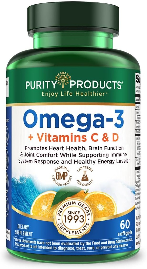 純度プロダクト-ビタミンC及びDの60のsoftgelsのOmega-3