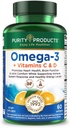 純度プロダクト-ビタミンC及びDの60のsoftgelsのOmega-3