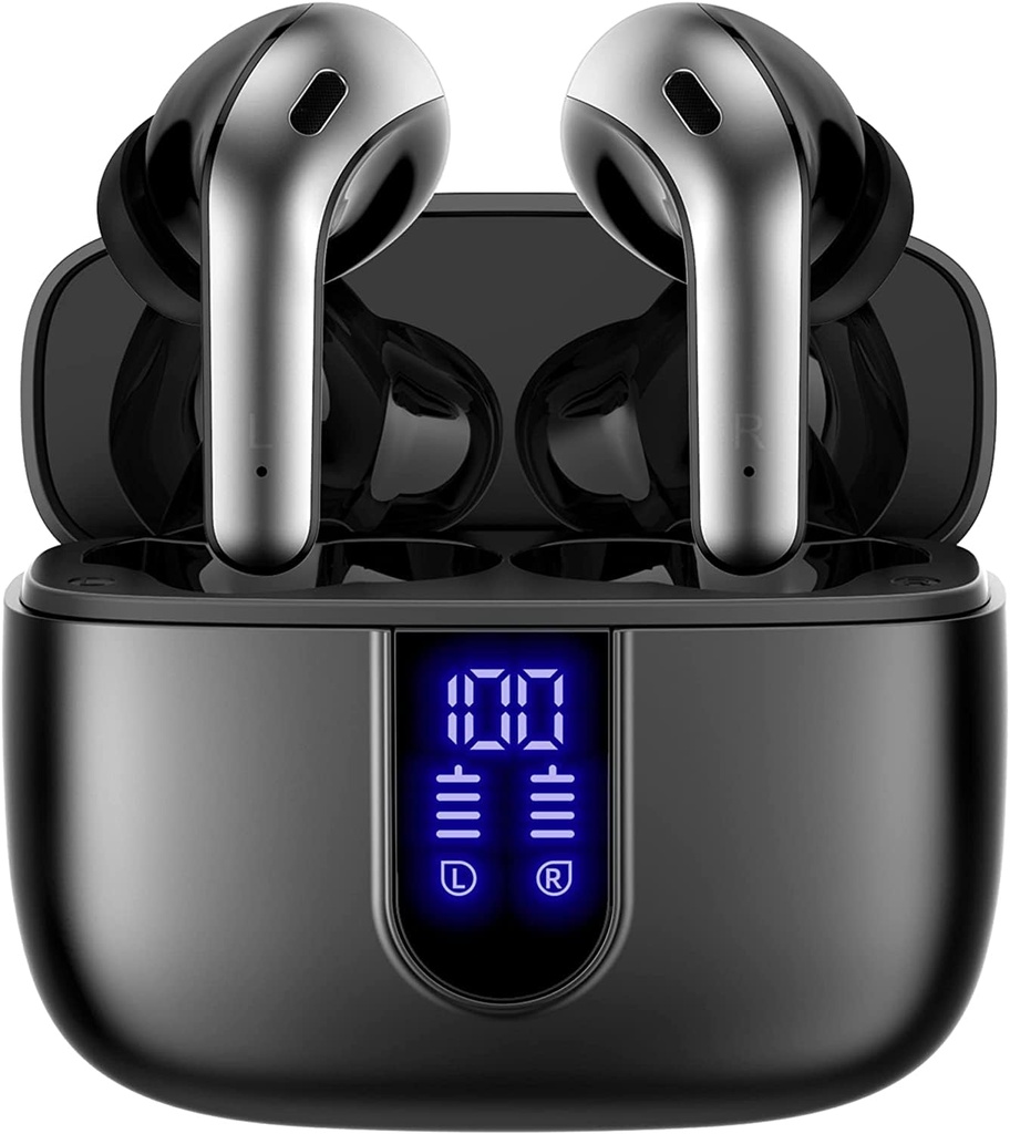 TAGRY Bluetooth ヘッドフォン True Wireless Earbuds 60H Playback LED ワイヤレス充電ケース付きイヤホン IPX5 防水インイヤーイヤホン TV スマートフォン ノートパソコン スポーツ用マイク