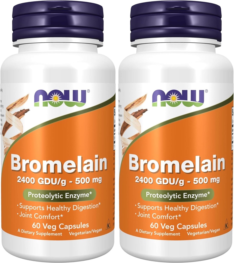 NOWの補足、Bromelain (自然なプロテオリンの酵素) 2,400 GDU/g - 500のmgの自然なプロテオリンの酵素*、60のベジのカプセル(パッケージ2)