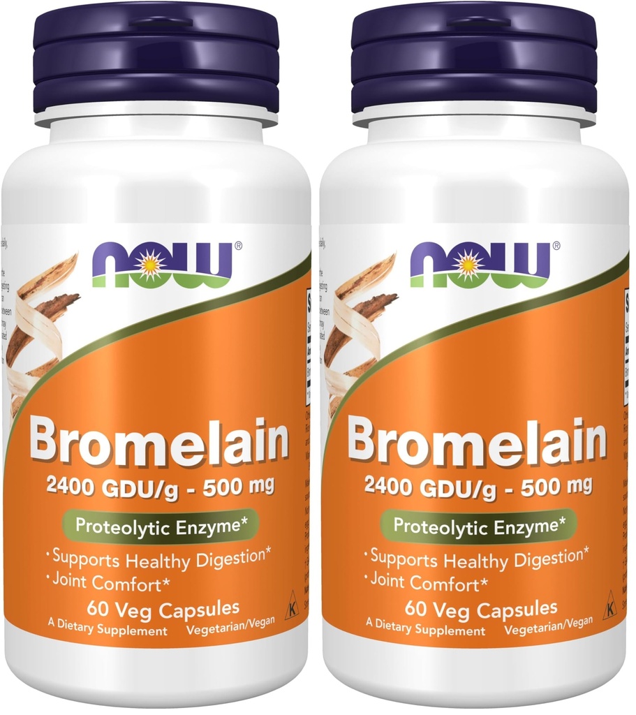 NOWの補足、Bromelain (自然なプロテオリンの酵素) 2,400 GDU/g - 500のmgの自然なプロテオリンの酵素*、60のベジのカプセル(パッケージ2)