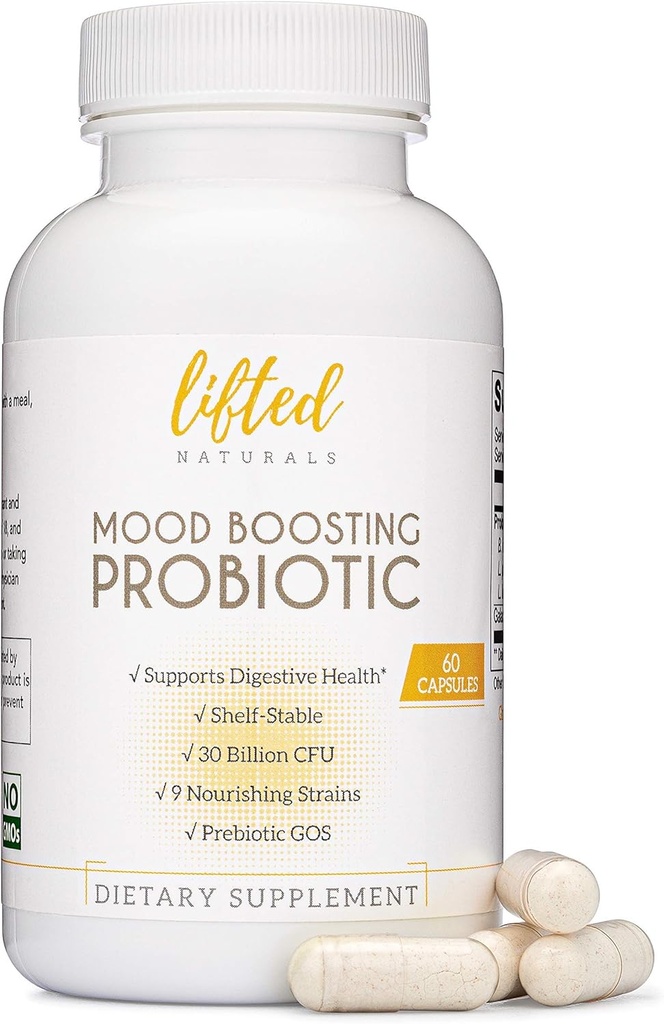 持ち上がるNaturalsはProbiotic 30の鋼片CFU -気分サポート補足、女性及び人のためのPrebioticsおよびProbiotics、AcdophilusのLactobacillusのプロバイオティクス、棚の馬小屋及び非GMO、60のカプセルを後押しします