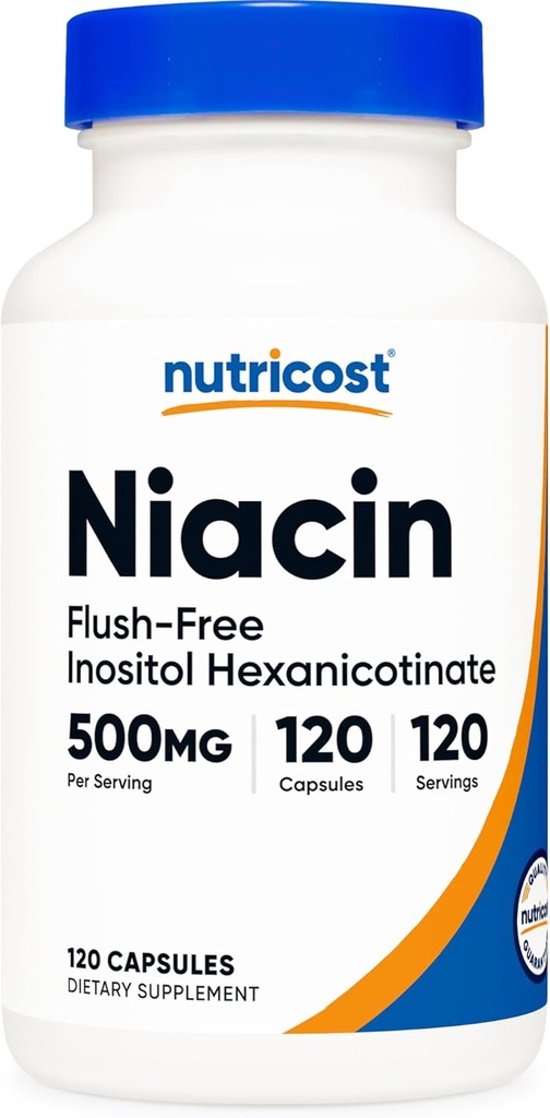 Nutricost Niacin (フラッシュフリー) Inositol Hexanicotinate 500mg、120カプセル、ビタミンB3