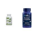 Jarrow BroccoMax with Sulforaphane for Liver Health, 120 Delayed Release Capsule & Life Extension N-Acetyl-L-Cysteine (NAC), 免疫, 呼吸器, 肝臓の健康