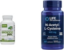 Jarrow BroccoMax with Sulforaphane for Liver Health, 120 Delayed Release Capsule & Life Extension N-Acetyl-L-Cysteine (NAC), 免疫, 呼吸器, 肝臓の健康