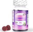 Elderberry Gummies Sambucus with Vitamin C 免疫 女性と男性、Elderberry Flavor Gummy、30 Day Supply - 60 カウント