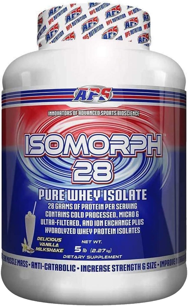 IsoMorph 28 APS栄養、純粋なWhey Isolateタンパク質粉末サプリメント、バニラミルクセーク、5ポンド