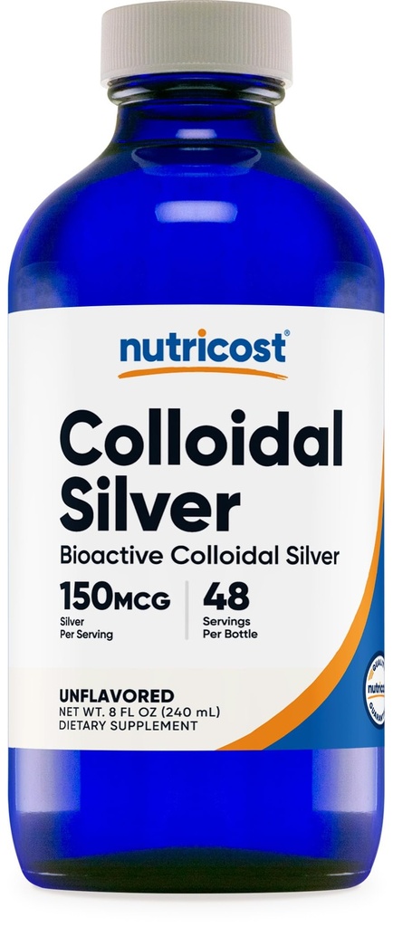 Nutricostコロイドシルバー8oz - コバルトブルーガラスボトル、バイオアクティブコロイドシルバー