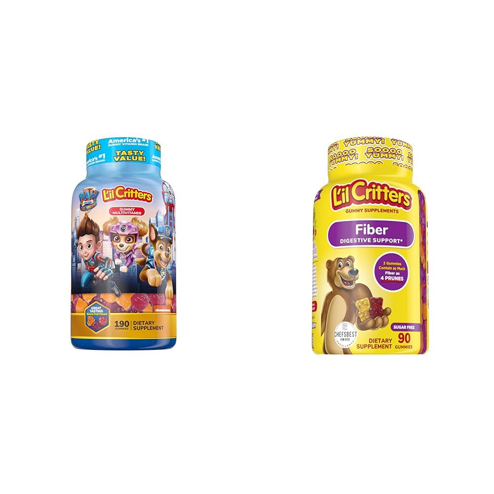 L'il Critters Patrol Gummy Vites Multivitamin for Kids, 190 Gummies と L'il Critters Fiber Gummy Supplement for Kids, 90 グミズ
