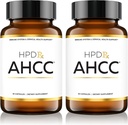 HPD Rx Premium AHCC&シイタケマッシュルーム 1100 mg/サービングサプリメント, 自然免疫ブースター, 自然なキラー細胞活動を維持します。 | AHCCは30以上の研究で提供されています | 60日の供給, 2パック