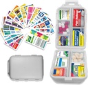 Pill Organizer with Medicine Labels 146 Labels Travel Daily Pill Container Mini Medication Organizer Storage Pill Organizer Travel Essentials Pill Case 7 Day (Grey, 1 Pack-Large)
