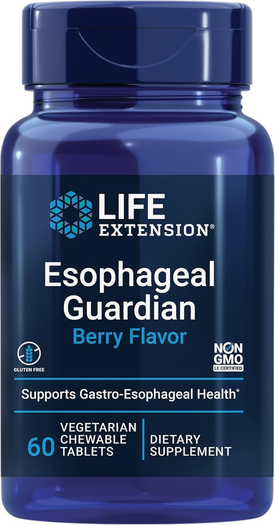ライフエクステンションEsophageal Guardian、アルギン酸、カリウムビカーボネート、胃の苦難、ベジタリアン、非GMO、グルテンフリー、60ベジタリアンの咀嚼可能なタブレットから長期にわたる救済を得る