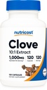 Nutricost Clove 10:1 エキス 1000mg 食べ当たり等価, 120 カプセル - ビーガン, GMOフリー, グルテンフリー