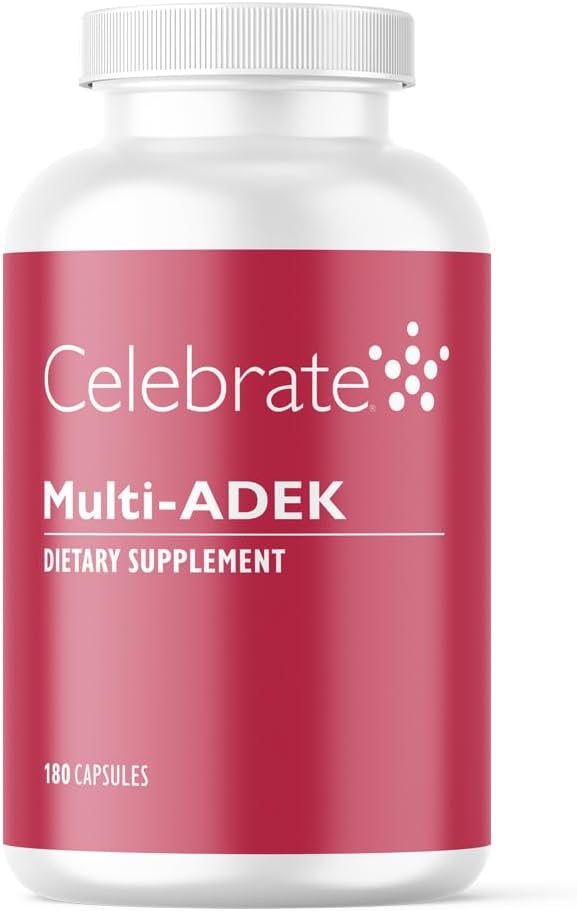 ビタミンマルチADEK、アイロンを無料祝う - 毎日のBariatric Multivitamin、ビタミンA、D、E、K&B12の高レベル(180カプセル)