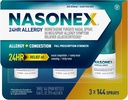Nasonex 24HRのアレルギーの鼻のスプレー、非眠気、においなしの霧、アレルギーの症状+鼻の混雑、完全な処方強度、120のスプレー(3パック)