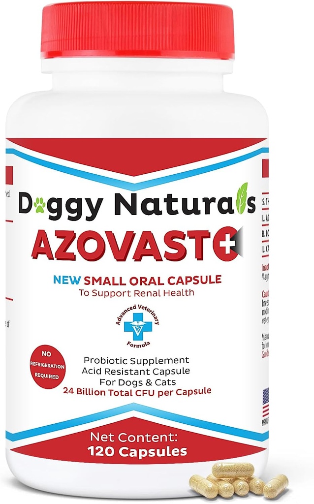 犬と猫のためのアゾバストプラス腎臓の健康補助食品、120ct - 冷凍は必要ありません - 腎機能をサポートし、腎毒素を管理 - 腎ケアサプリメントカプセル(米国)(120キャップ)