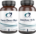 健康魚油+マルチビタミンバンドルのためのデザイン - OmegAvailハイポ(60 Softgels)EPA DHA TG Omega-3 with Twice Daily Multi(60カプセル) プレミアムマルチビタミン/ミネラル アクティブBビタミン