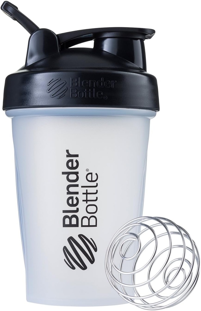 BlenderBottle Classic Shaker Bottle Perfect for Protein Shakes and Pre Workout, 20-Ounce, Clear/Black