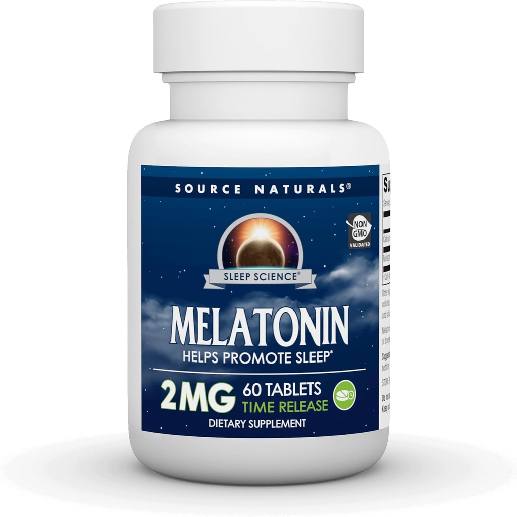 源のNaturalsのMelatoninの助けは眠り*、2のmg - 60のタイム リリースされたタブレットを促進します