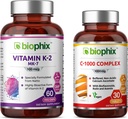 BiophixビタミンK2 MK-7-100 mcg 60 - 無料のビタミンC-1000 30錠 - 強力な骨免疫健康をサポート