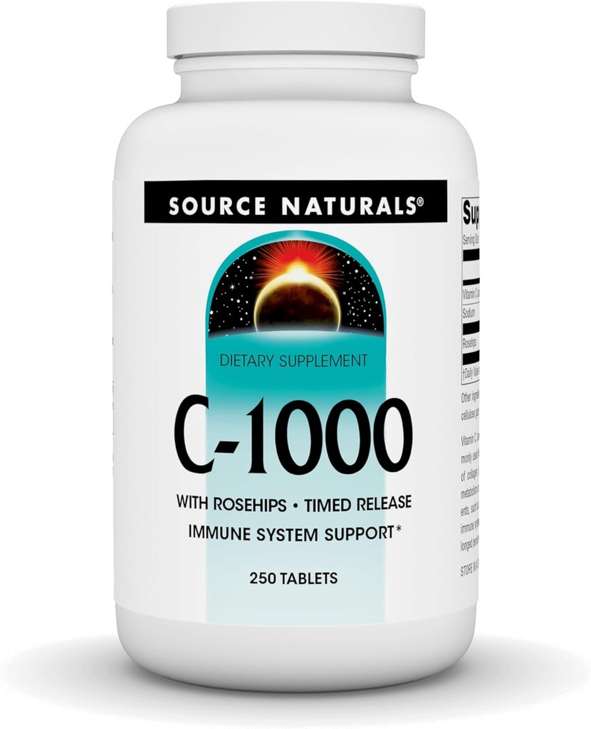 源のNaturals C-1000、免疫システム サポートのためのローズHIPS 1000のmgと- 250時間の解放のタブレット