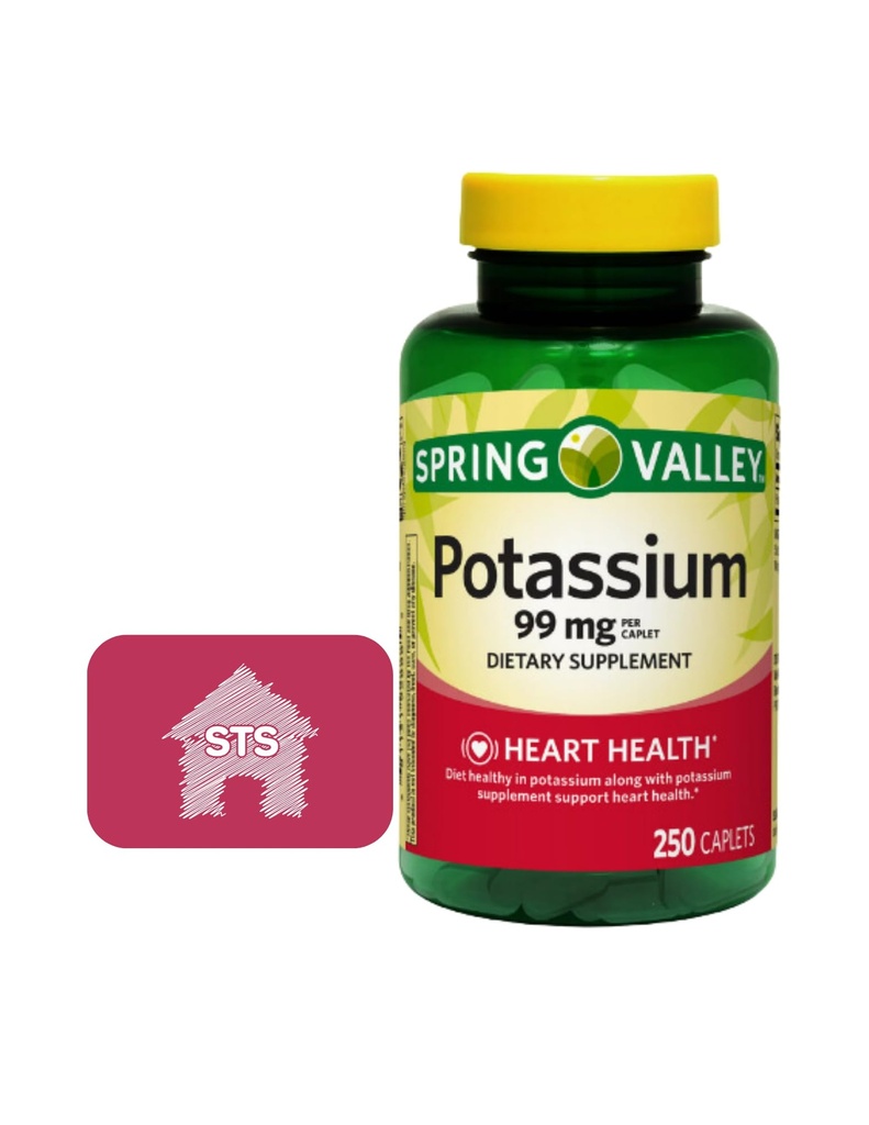 スプリングバレーカリウム99mg、250カウント+STSステッカー。