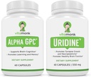VitaMonkアルファGPCとUridine Stack - Mrハッピースタック - 人工フィラーなしの尿モノリン酸塩 - 生物学的に利用可能なコリンサプリメントは、認知、焦点、精神を促進します