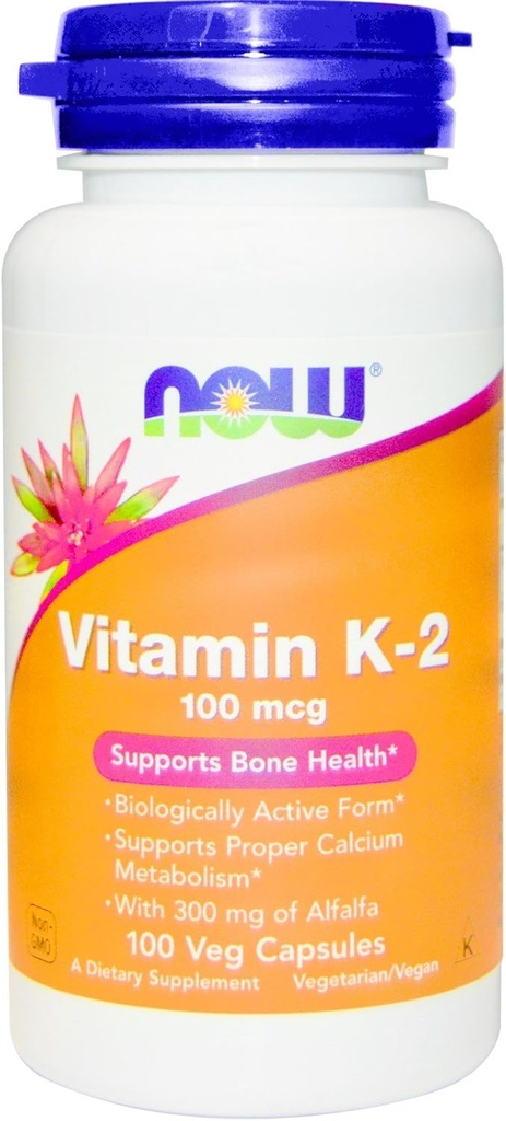 NOWの食糧ビタミンK-2,100mcg、100の帽子(2のパック)