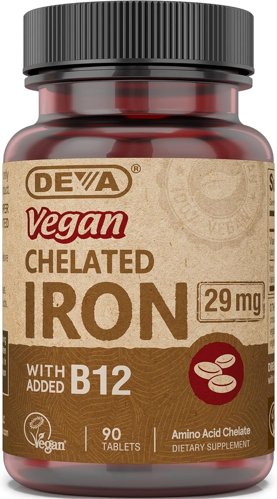 DEVAビーガンはビタミンB-12、栄養補助食品、29mg、90カウントと鉄をケレート