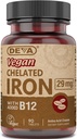 DEVAビーガンはビタミンB-12、栄養補助食品、29mg、90カウントと鉄をケレート