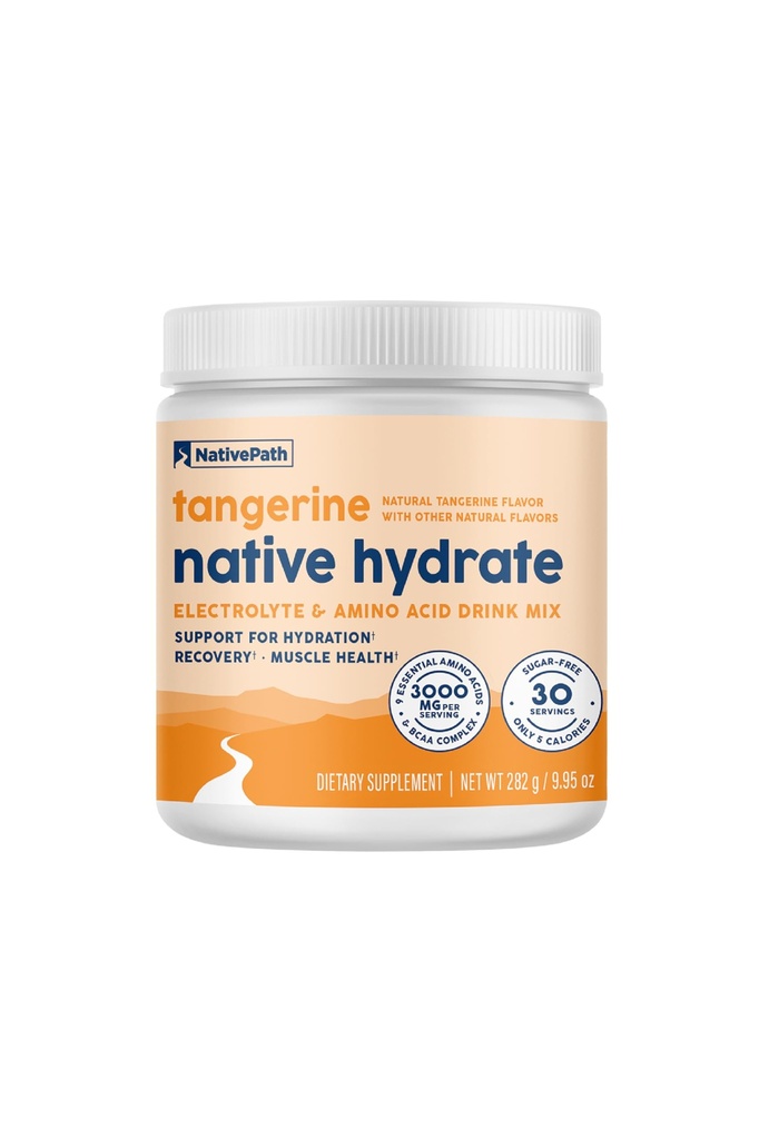 BCAA、タンジェリン水和、ケト&ペレオフレンドリー、30サービングでNativePath Hydrate、ゼロシュガー、電解質パウダー