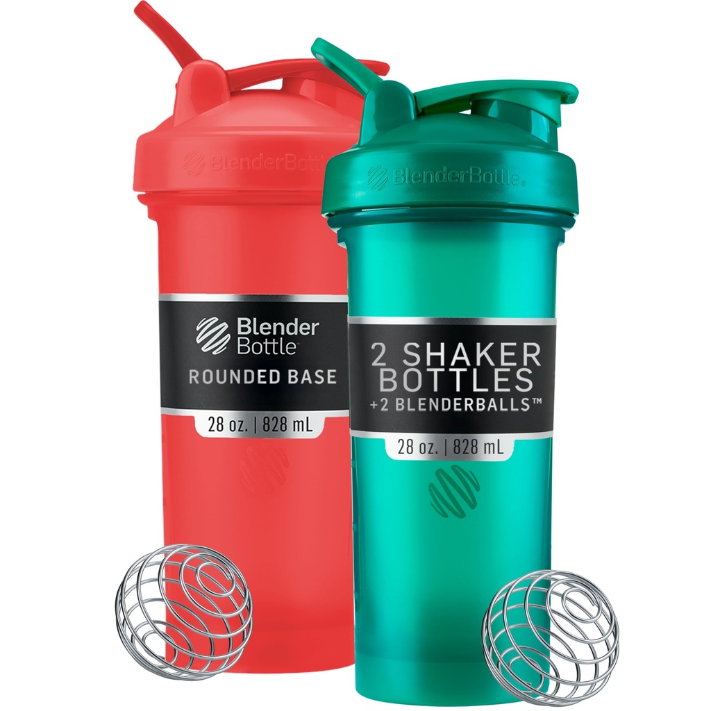 BlenderBottle古典的なV2シェーカーボトルは、タンパク質シェイクスとプレワークアウト、28-オンス(2パック)、レッド、グリーン