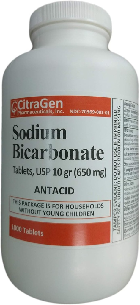 ナトリウムビカルトは酸の消化、Heartburn、Sourの胃及びCitraGenの薬剤インクによるびんごとのUpsetの胃1000のタブレットの軽減のためのUSP 650のmg (10穀物)を錠剤にします