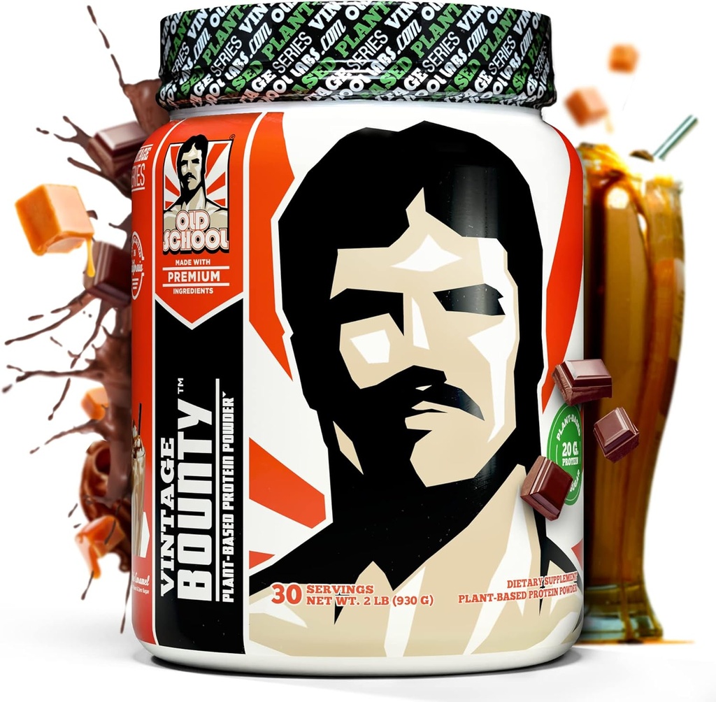 ヴィンテージバウンティ - 植物ベースのビーガンプロテインパウダー, ポストワークアウト&回復 - エンドウ豆, 玄米, カボチャ種子 & ヒマワリ種子タンパク質 – 滑らかなおいしいチョコレートキャラメル風味, 2 ポンド.