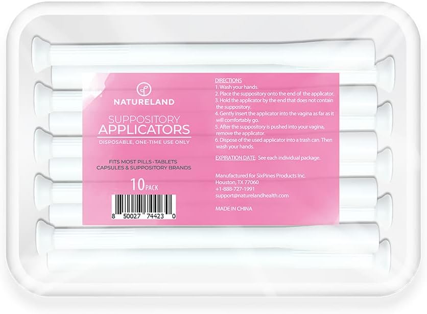 Natureland [10パック] 女性の腟の坐骨格アプリケーター, ピルのためのソフトチップ補助ツール, pHバランスタブレットの坐骨, 個別にラップ (大型チップアプリケーター)