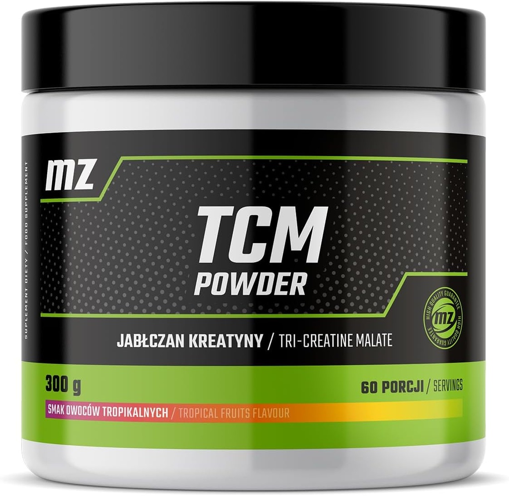 TCMパウダー300g - クレアチンマレート5000mg/サービング - 60パックあたりのサービング - トロピカルフルーツフレーバー - 強化された物理的性能のためのダイエットサプリメント - MZ