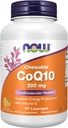 NOW Foods Supplements, CoQ10 200 mg, Pharmaceutical Grade, All-Trans Form produced by Fermentation, 90 Lozenges