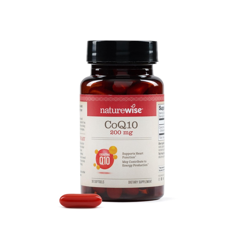 NatureWise CoQ10 200mg Softgels、高効力Ubiquinone - Coenzyme Q10サプリメント - 心の健康のための抗酸化剤 + エネルギー - ビーガン、非GMO、グルテンフリー - 30カウント[1ヶ月の供給]