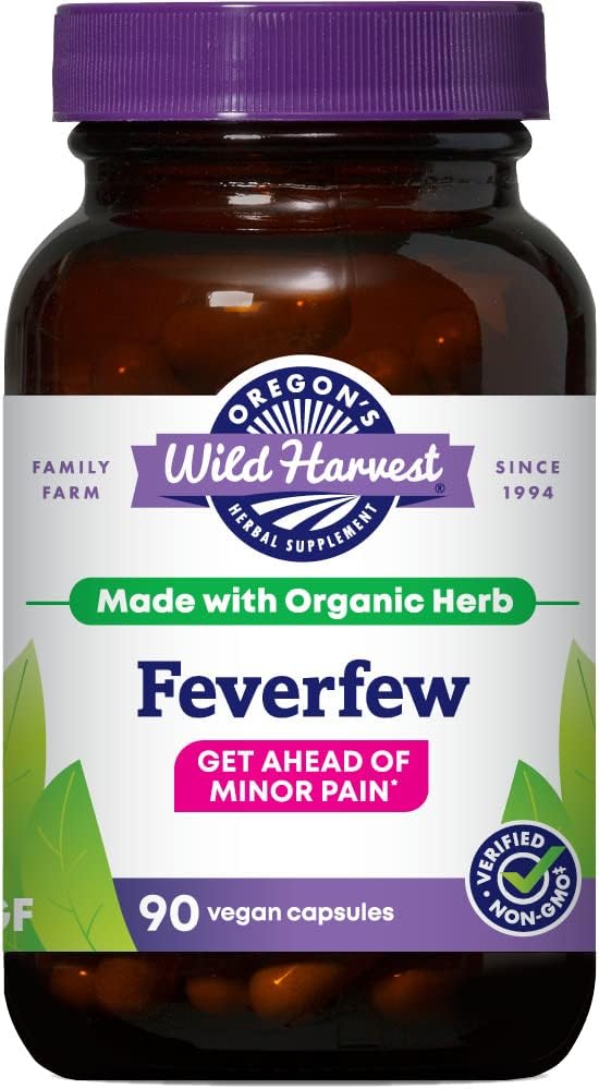 Oregon's Wild Harvest Non-GMO Feverfew (F.D.), Organic Herbal Supplements, 90 Count