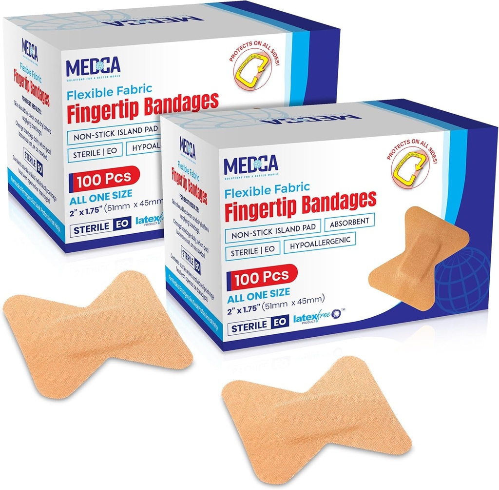 Flex Fabric Adhesive Bandages - Finger-Tip Bandages for Finger Care and to Protect Wounds from Infection - (200 Count)