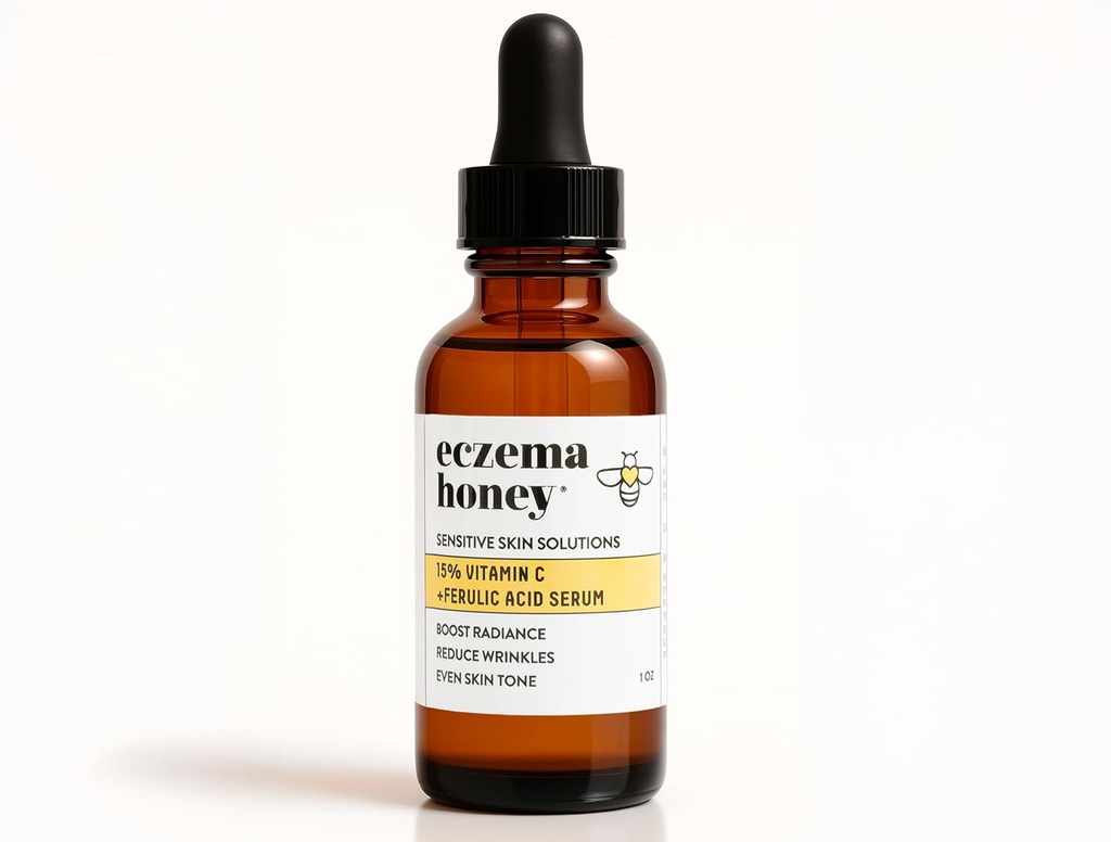ECZEMA の蜂蜜 15% のビタミン C + の Ferulic の酸の血清 - 反老化のスキン ケア プロダクト - 顔オイルのための Eczema、乾燥した及び敏感な皮 (1 oz)